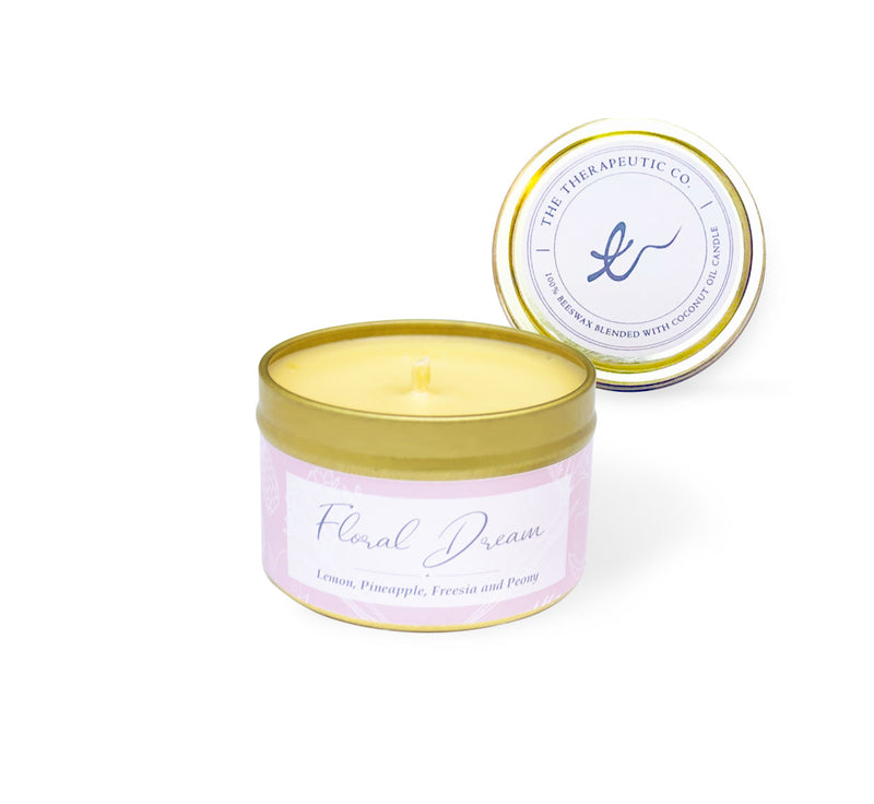 Floral scented beeswax candle. An exquisite fresh and warming blend of lemon and pineapple complemented by the florals of freesia and peony. Rich and earthy sandalwood, caramel and musk provide real depth to this candle scent.